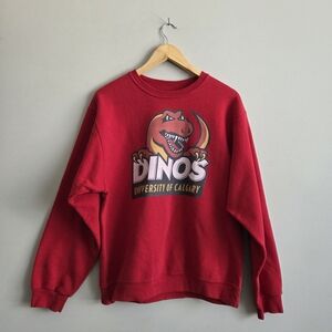 Uofc University Of Calgary Dino Red Crewneck Medium